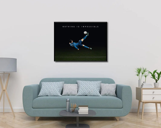 Cristiano Ronaldo Nothing is impossible Sport Quote Canvas Wall Art