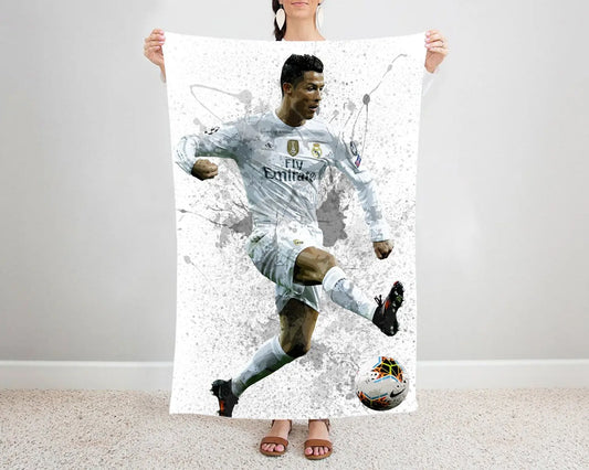 Cristiano Ronaldo Splash Effect Fleece Blanket Style 1