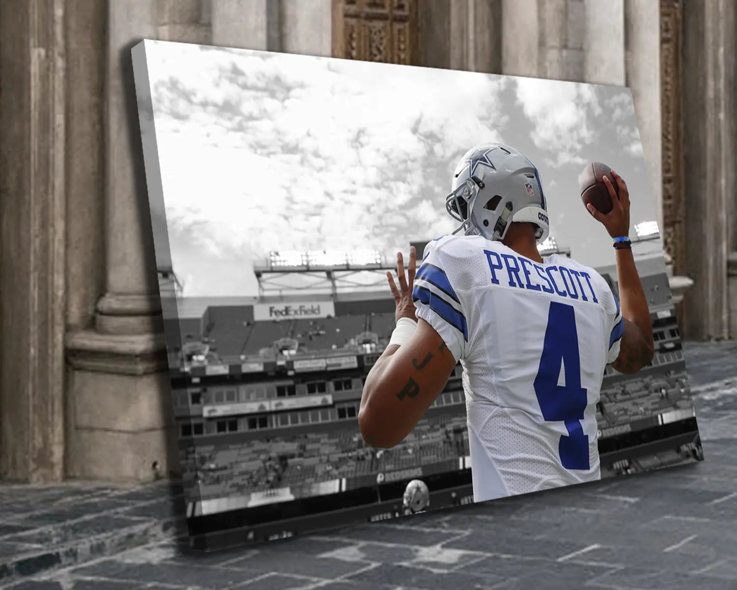 Dak Prescott Black & White Canvas Art 