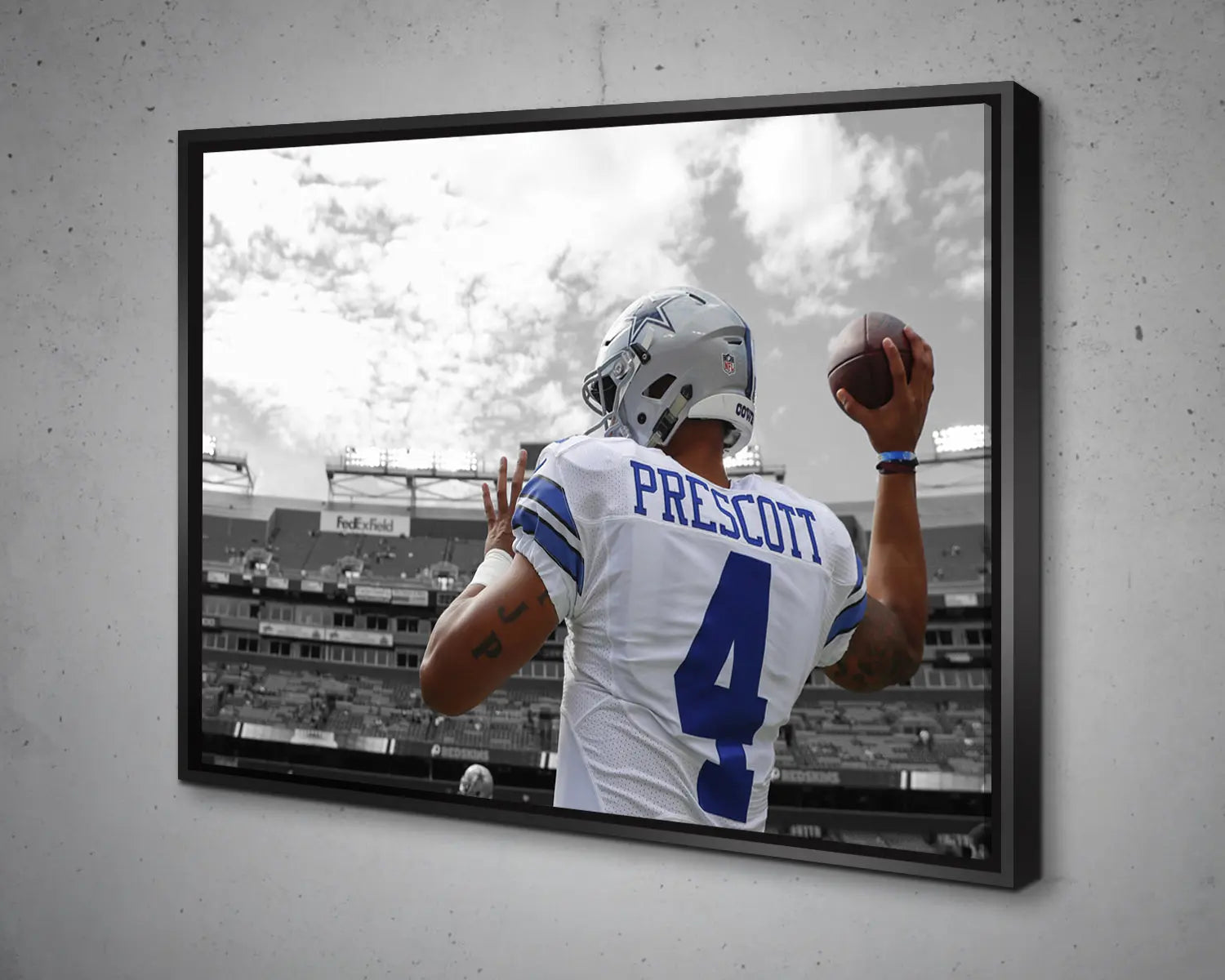 Dak Prescott Black & White Canvas Art 