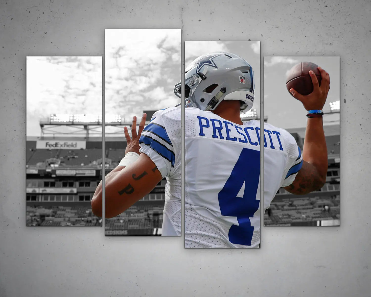 Dak Prescott Black & White Canvas Art 