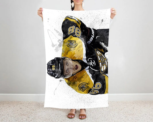 David Pastrňák Splash Effect Fleece Blanket Style 2