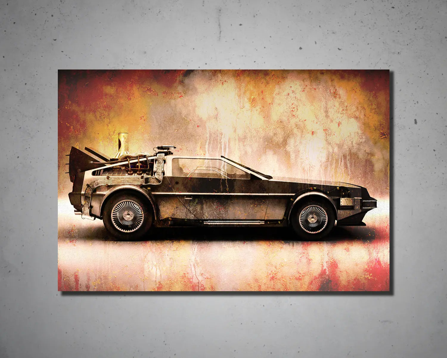DeLorean Car Multicolour Wall Art 