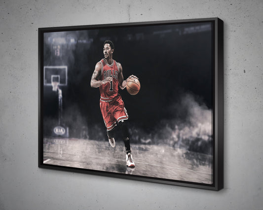 Derrick Rose Black & White Canvas Art