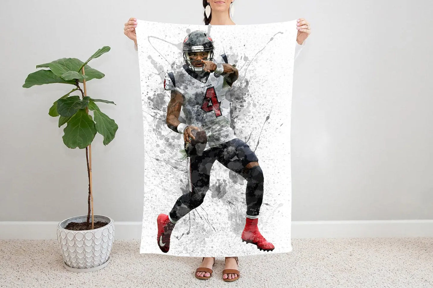 Deshaun Watson Splash Effect Fleece Blanket 