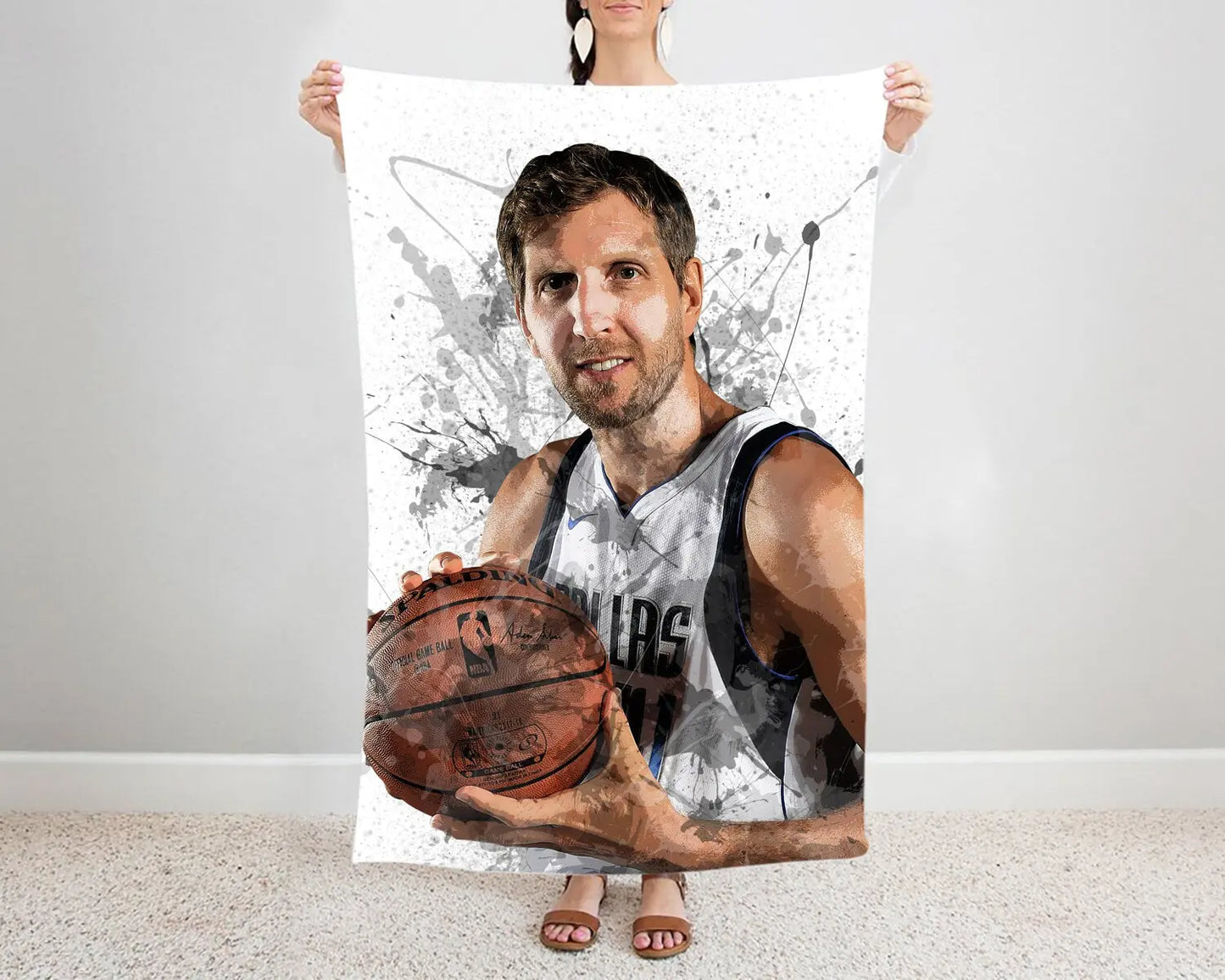 Dirk Nowitzki Splash Effect Fleece Blanket Style 1 
