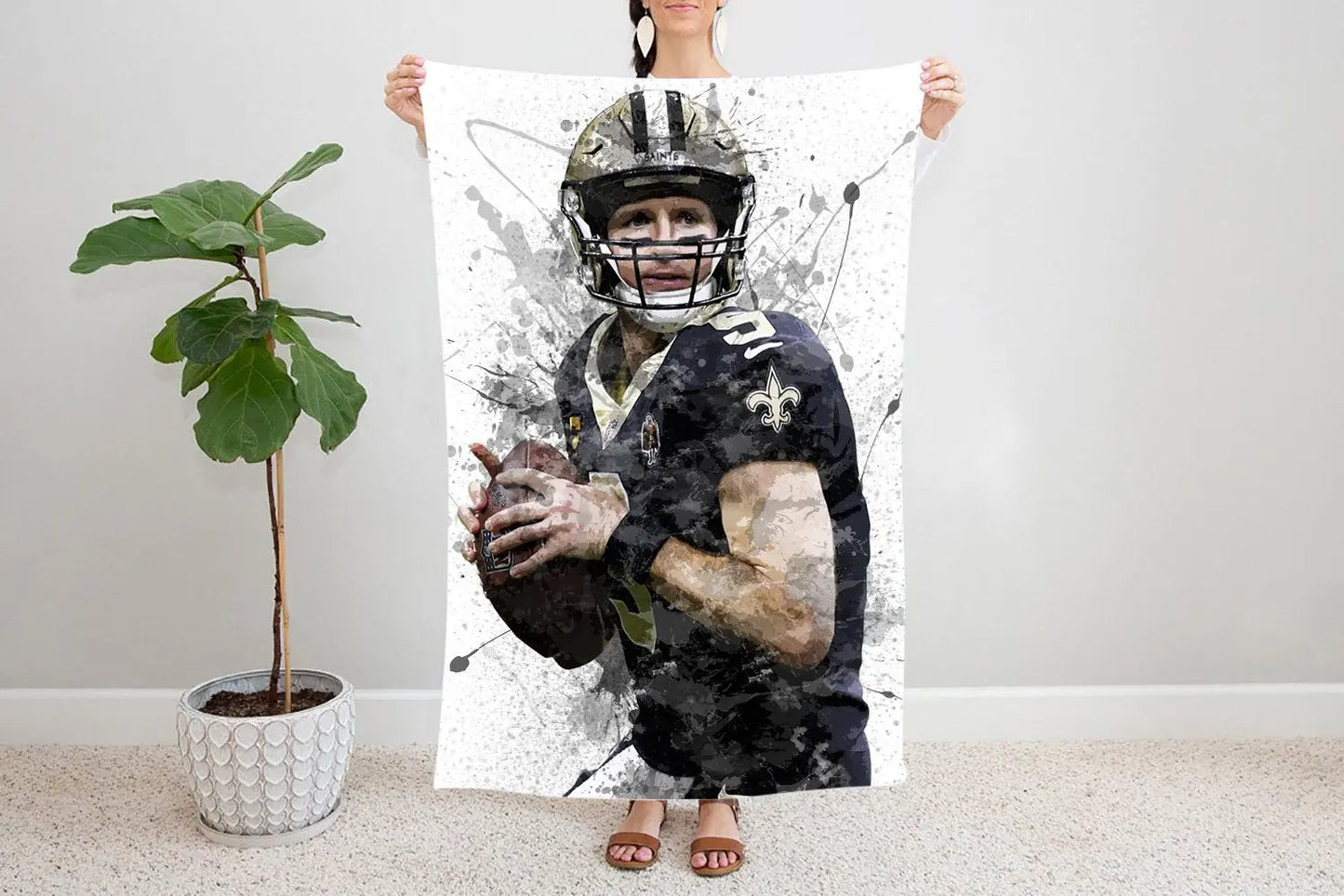 Drew Brees Splash Effect Fleece Blanket 
