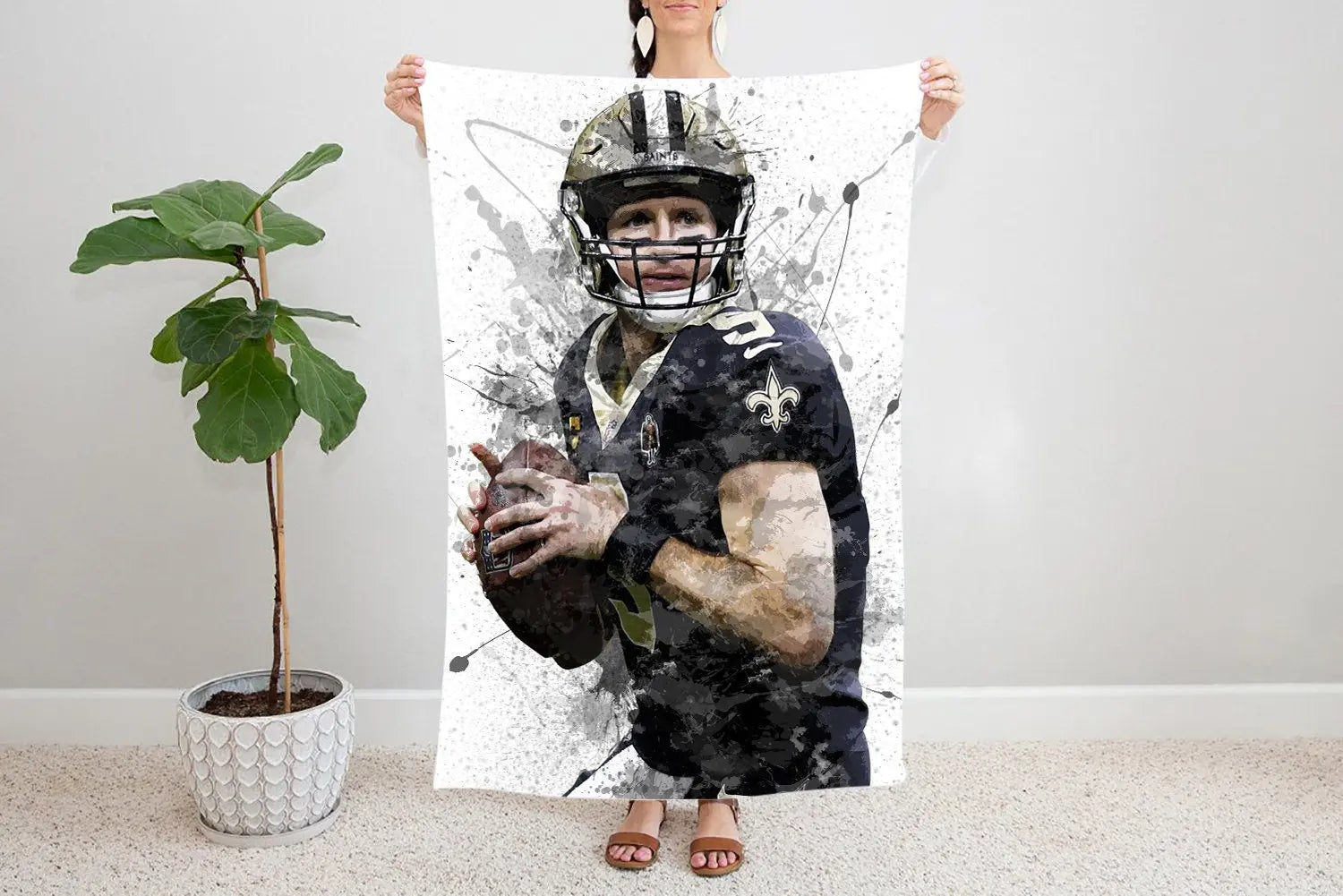 Drew Brees Splash Effect Fleece Blanket 