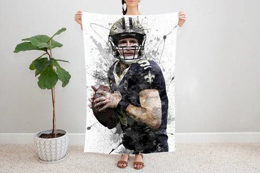 Drew Brees Splash Effect Fleece Blanket