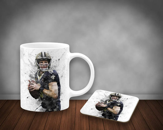 Drew Brees Splash Effect Mug and Coaster 