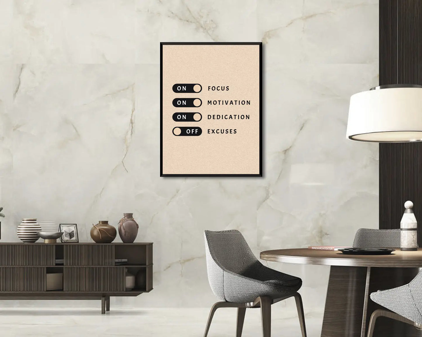 Focus Motivation Dedication Excuses Canvas Wall Art 