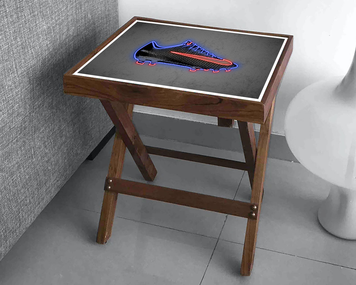 Football Shoes Neon Effect Coffee and Laptop Table 