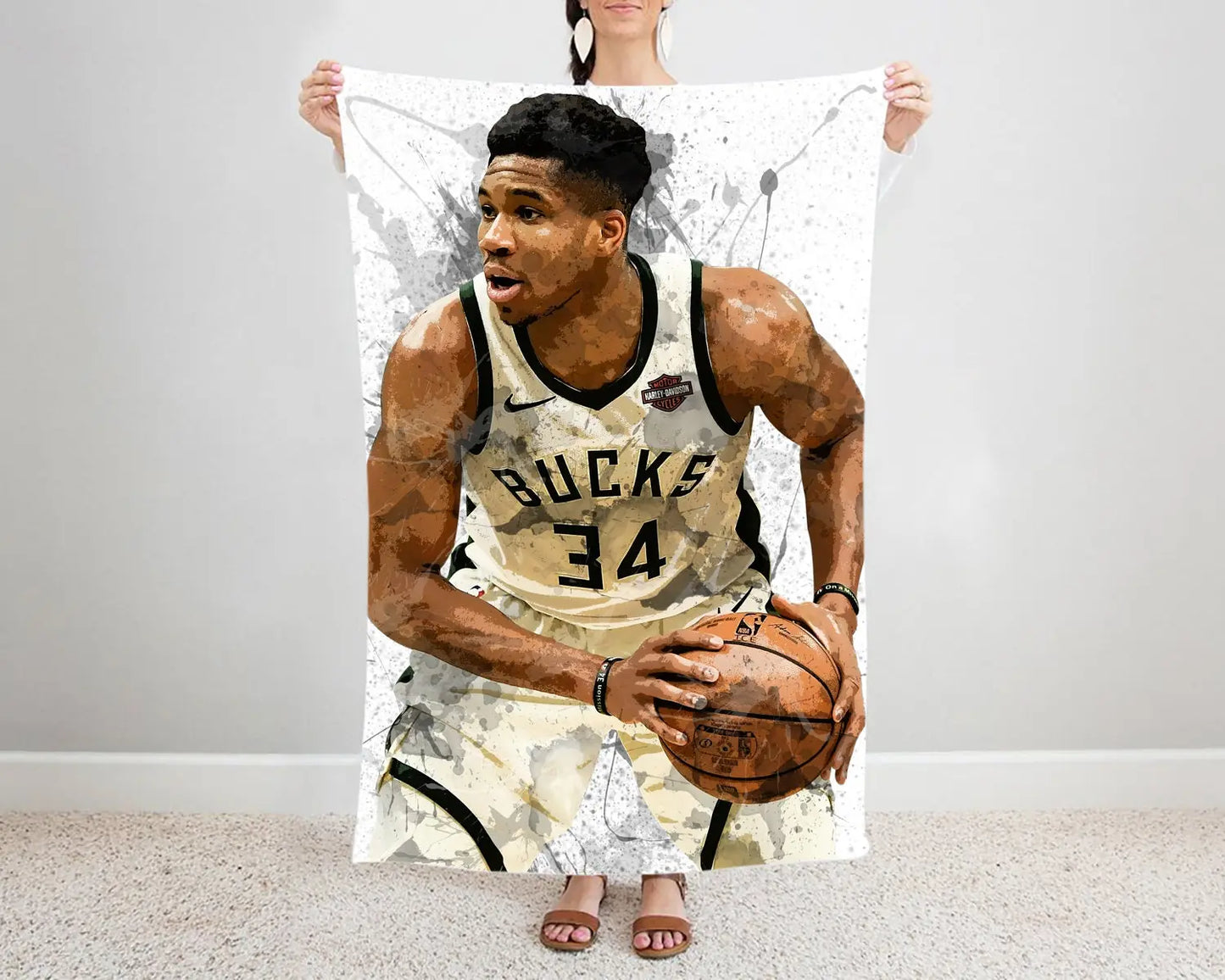 Giannis Antetokounmpo Bucks Splash Effect Fleece Blanket 