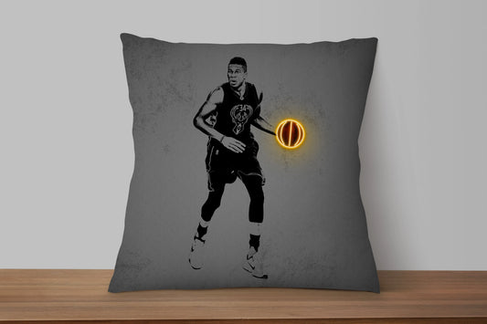 Giannis Antetokounmpo Neon Effect Pillow