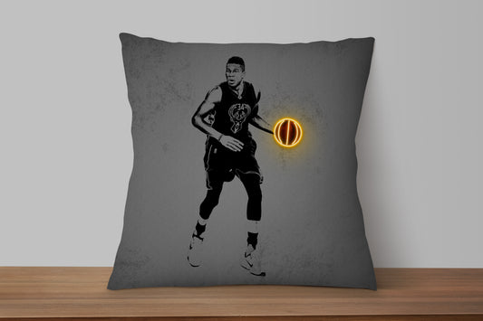 Giannis Antetokounmpo Neon Effect Pillow