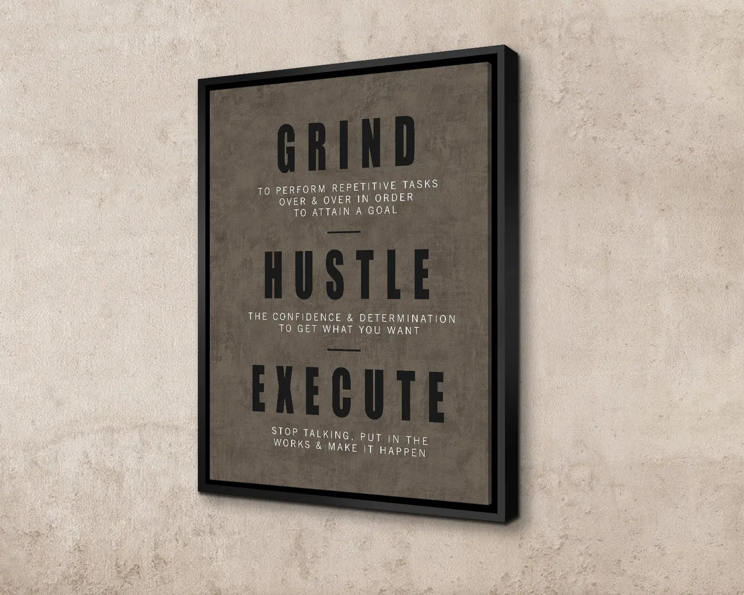 Grind, Hustle, Execute Canvas Wall Art 