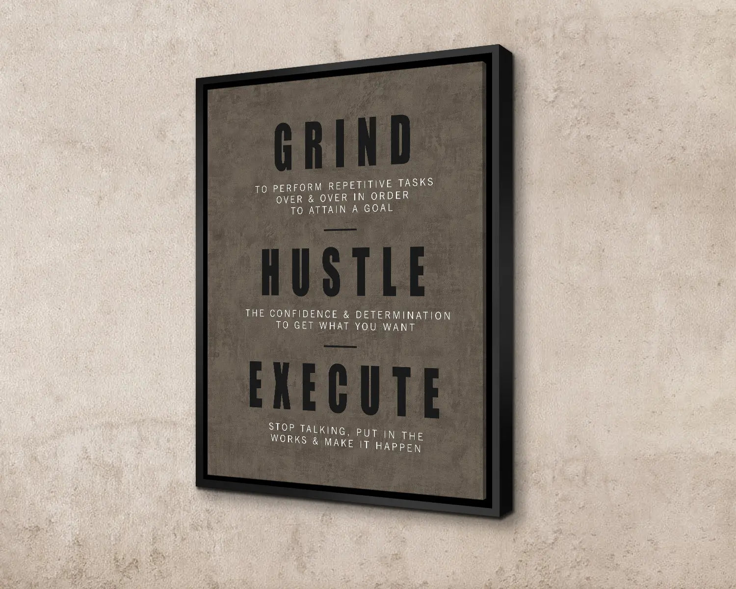 Grind, Hustle, Execute Canvas Wall Art 