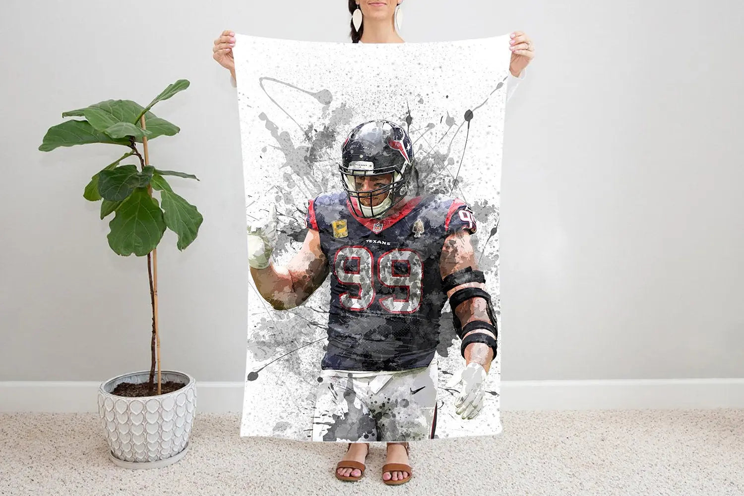 J.J. Watt Splash Effect Fleece Blanket 