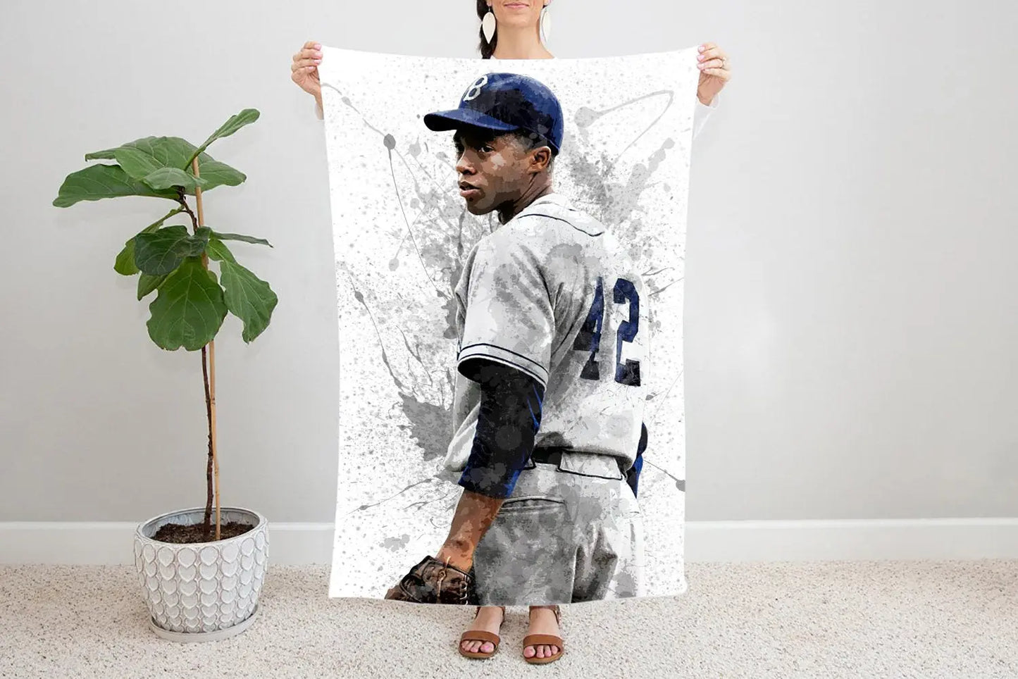 Jackie Robinson Splash Effect Fleece Blanket 