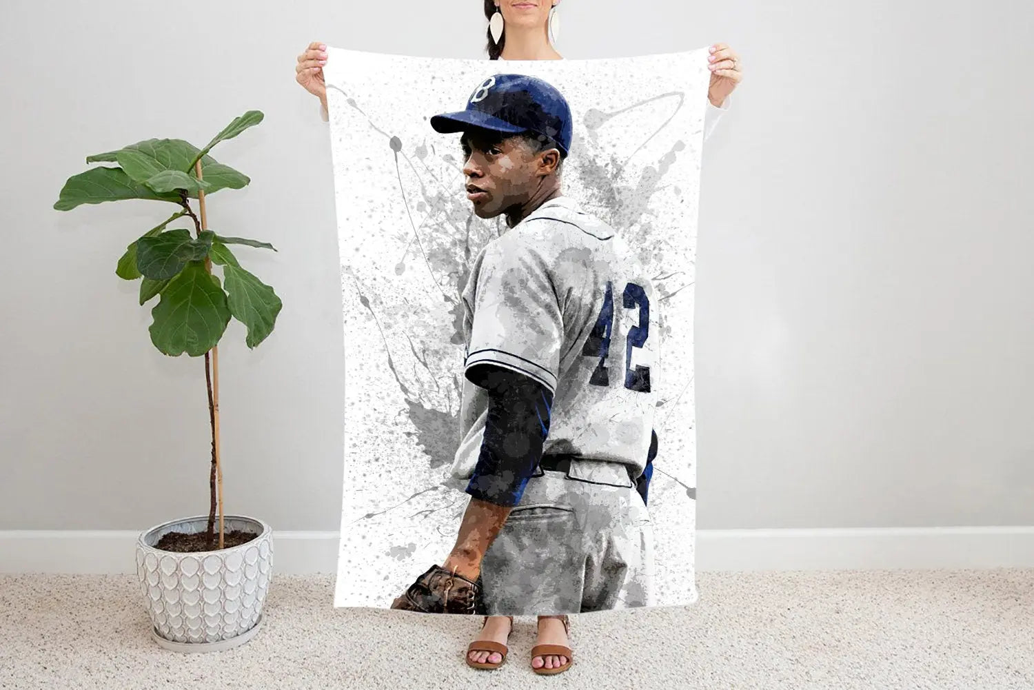 Jackie Robinson Splash Effect Fleece Blanket 