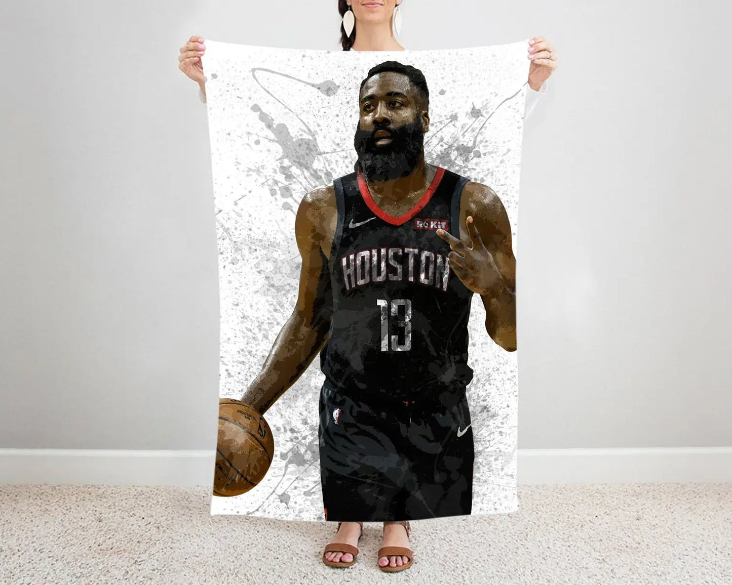 James Harden Splash Effect Fleece Blanket 