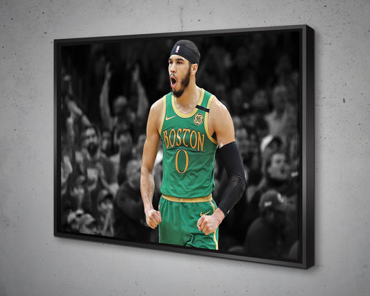 Jayson Tatum Black & White Canvas Art 