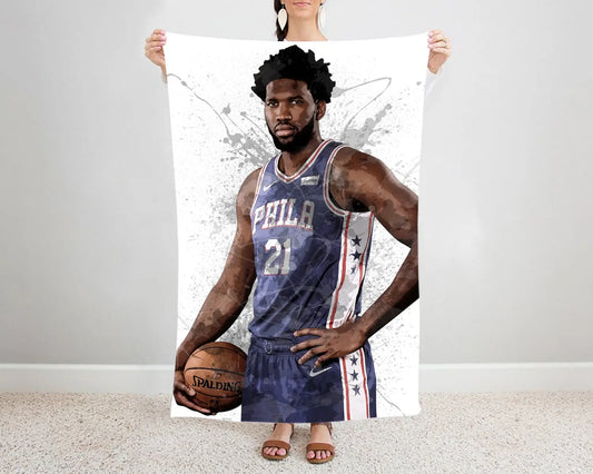 Joel Embiid Splash Effect Fleece Blanket Style 1