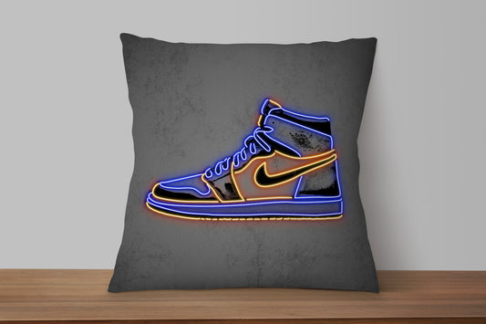Jordan Sneakers Neon Effect Pillow 