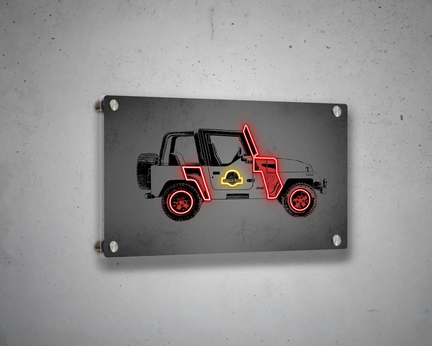 Jurassic Car Canvas Wall Art 