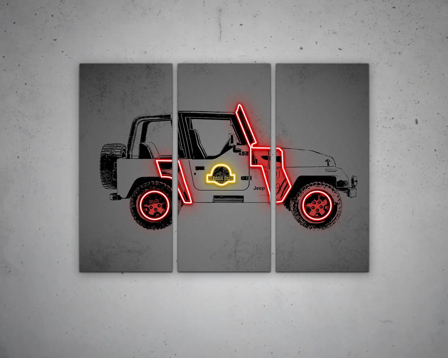 Jurassic Car Canvas Wall Art 