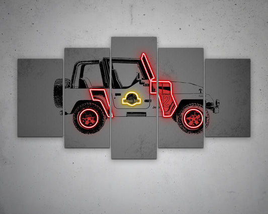 Jurassic Car Canvas Wall Art