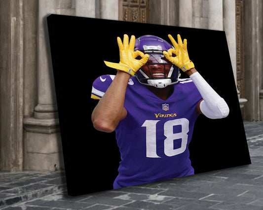 Justin Jefferson Black & White Canvas Art