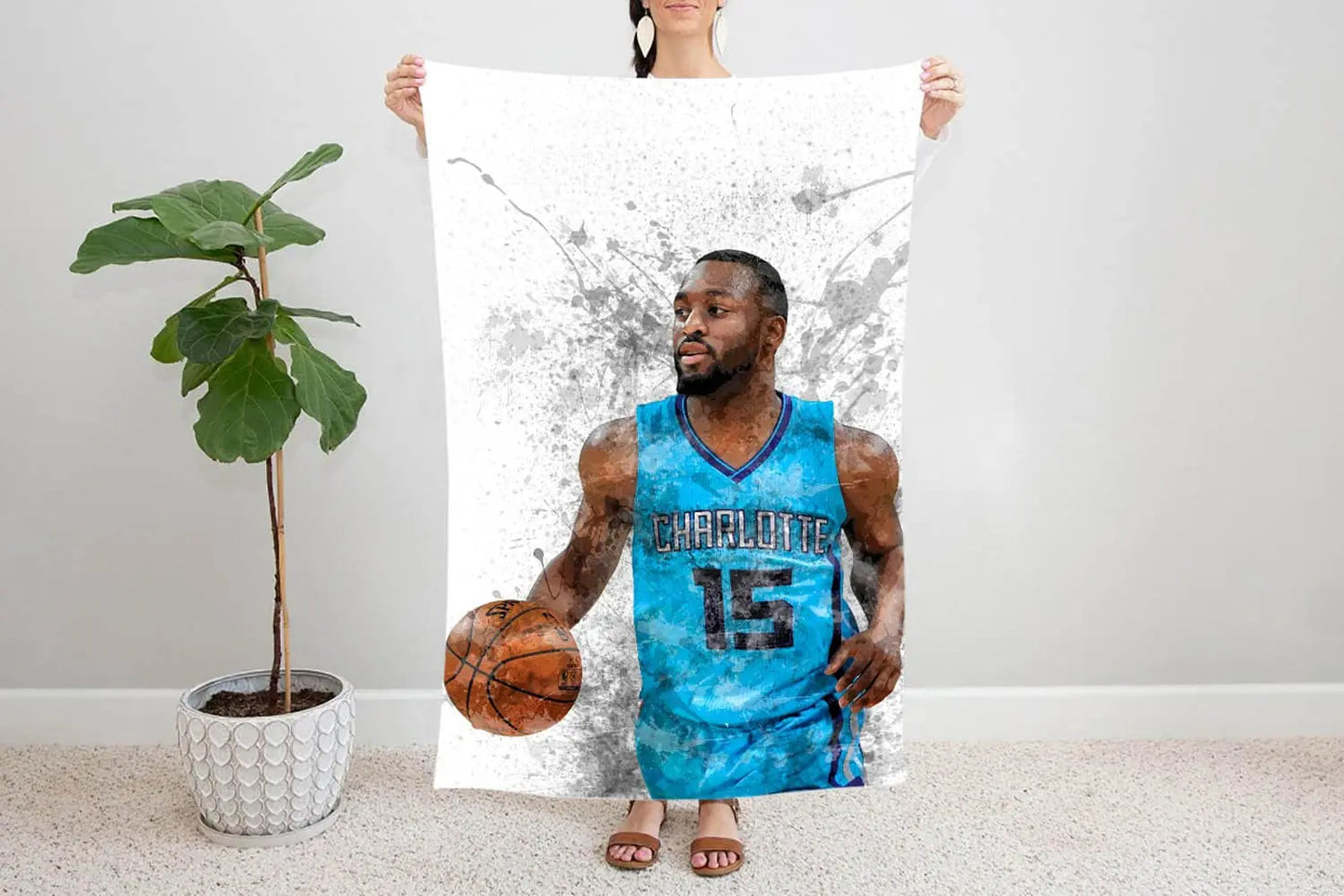 Kemba Walker Splash Effect Fleece Blanket 