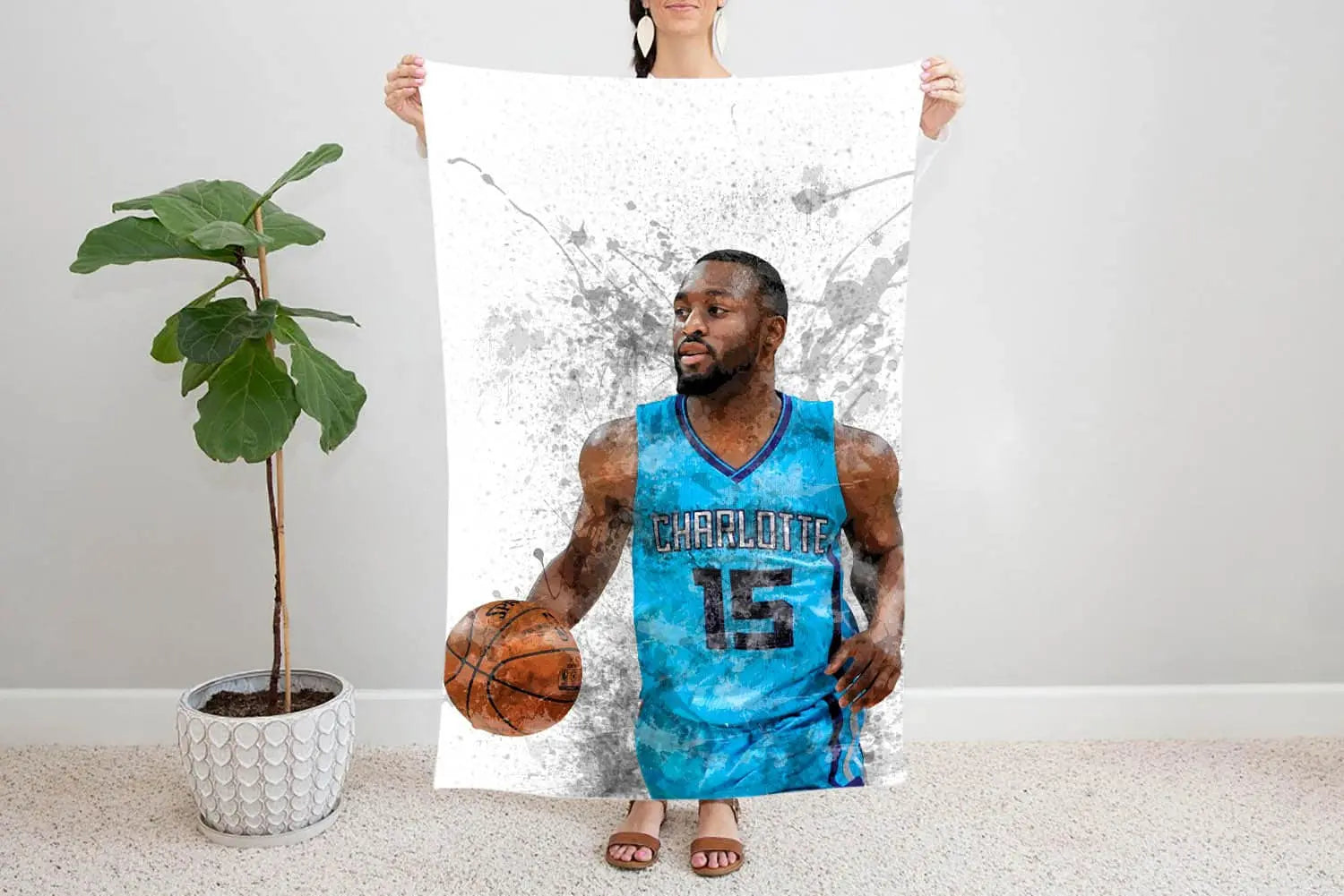Kemba Walker Splash Effect Fleece Blanket 
