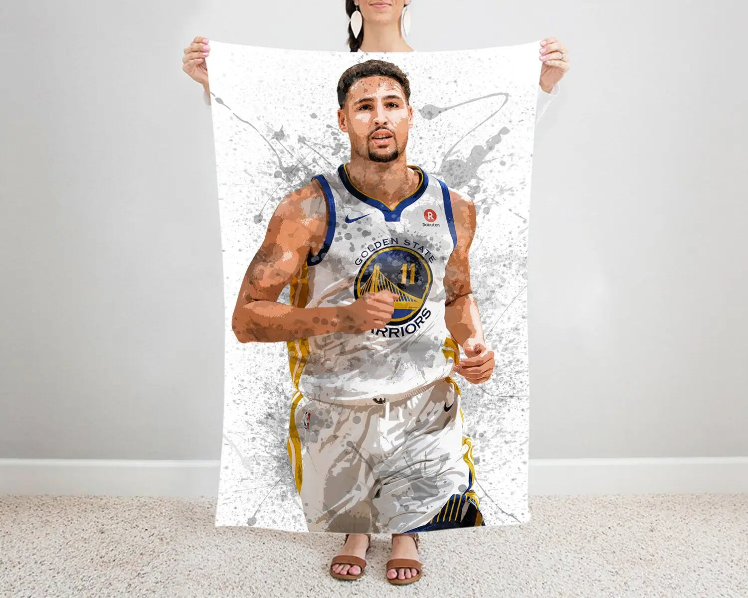 Klay Thompson Splash Effect Fleece Blanket 