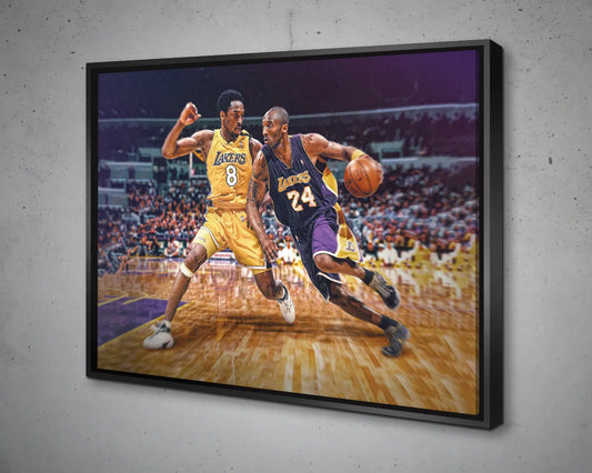 Kobe Bryant No.8 vs Kobe Bryant No.24 Canvas Wall Art 
