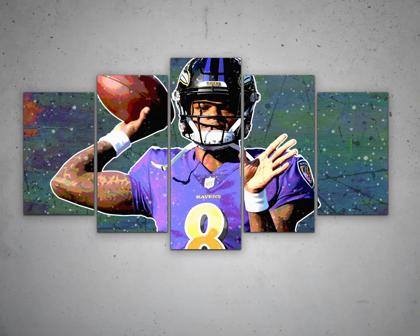 Lamar Jackson Multicolour Wall Art 