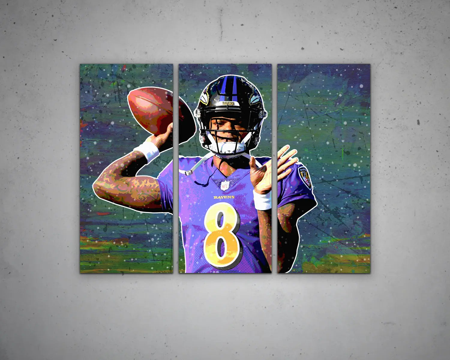 Lamar Jackson Multicolour Wall Art 