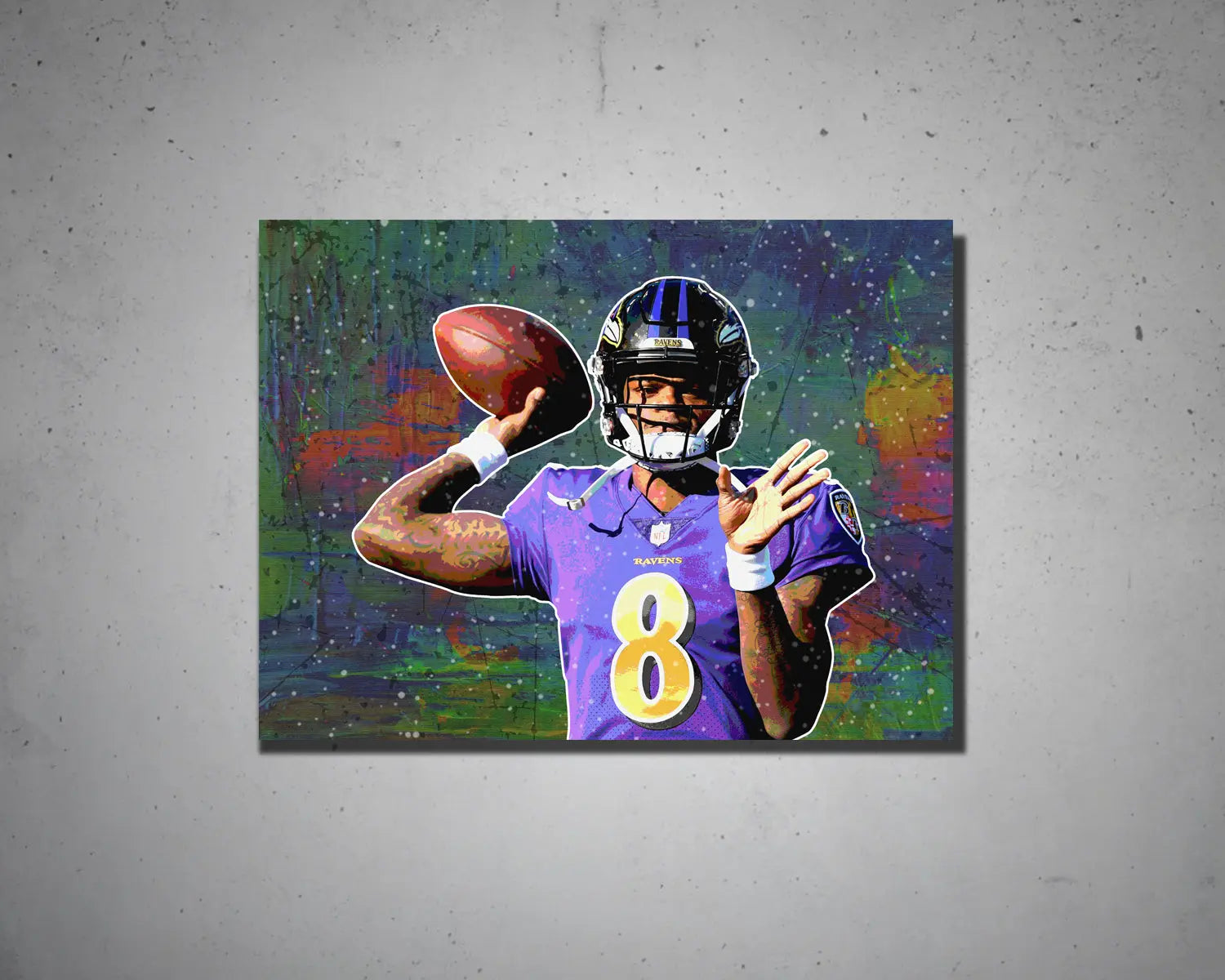 Lamar Jackson Multicolour Wall Art 