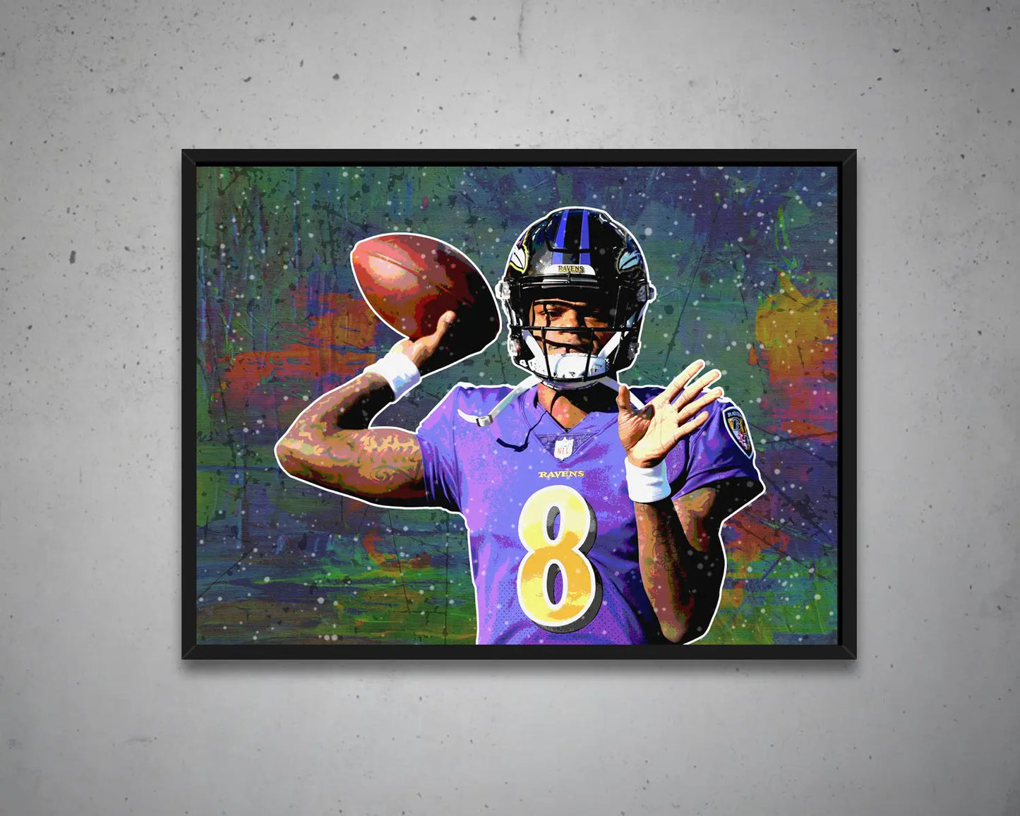 Lamar Jackson Multicolour Wall Art 