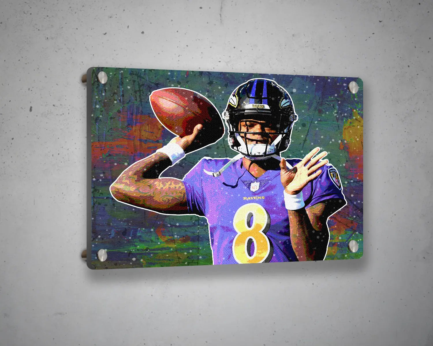 Lamar Jackson Multicolour Wall Art 