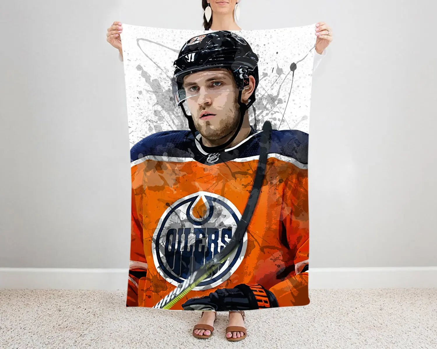 Leon Draisaitl Splash Effect Fleece Blanket 