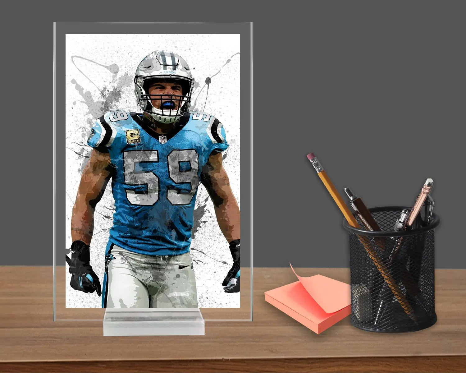 Luke Kuechly Splash Effect Acrylic Table Top 