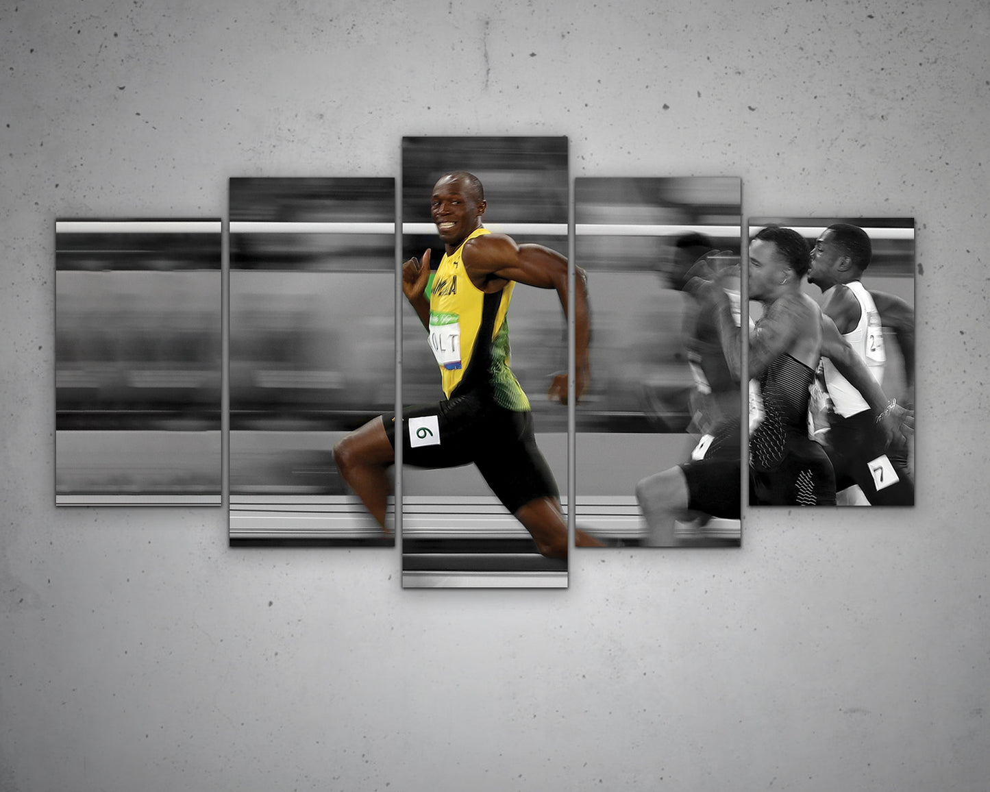 Usain Bolt Black & White Canvas Art 