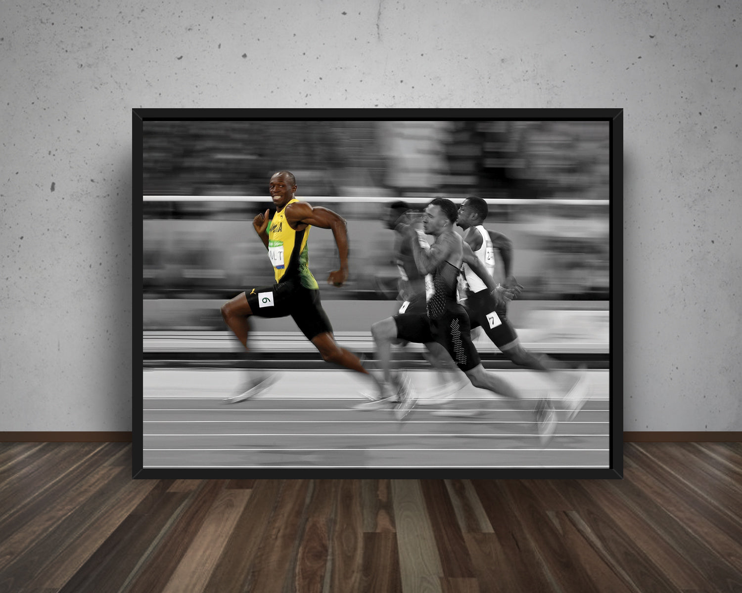 Usain Bolt Black & White Canvas Art 