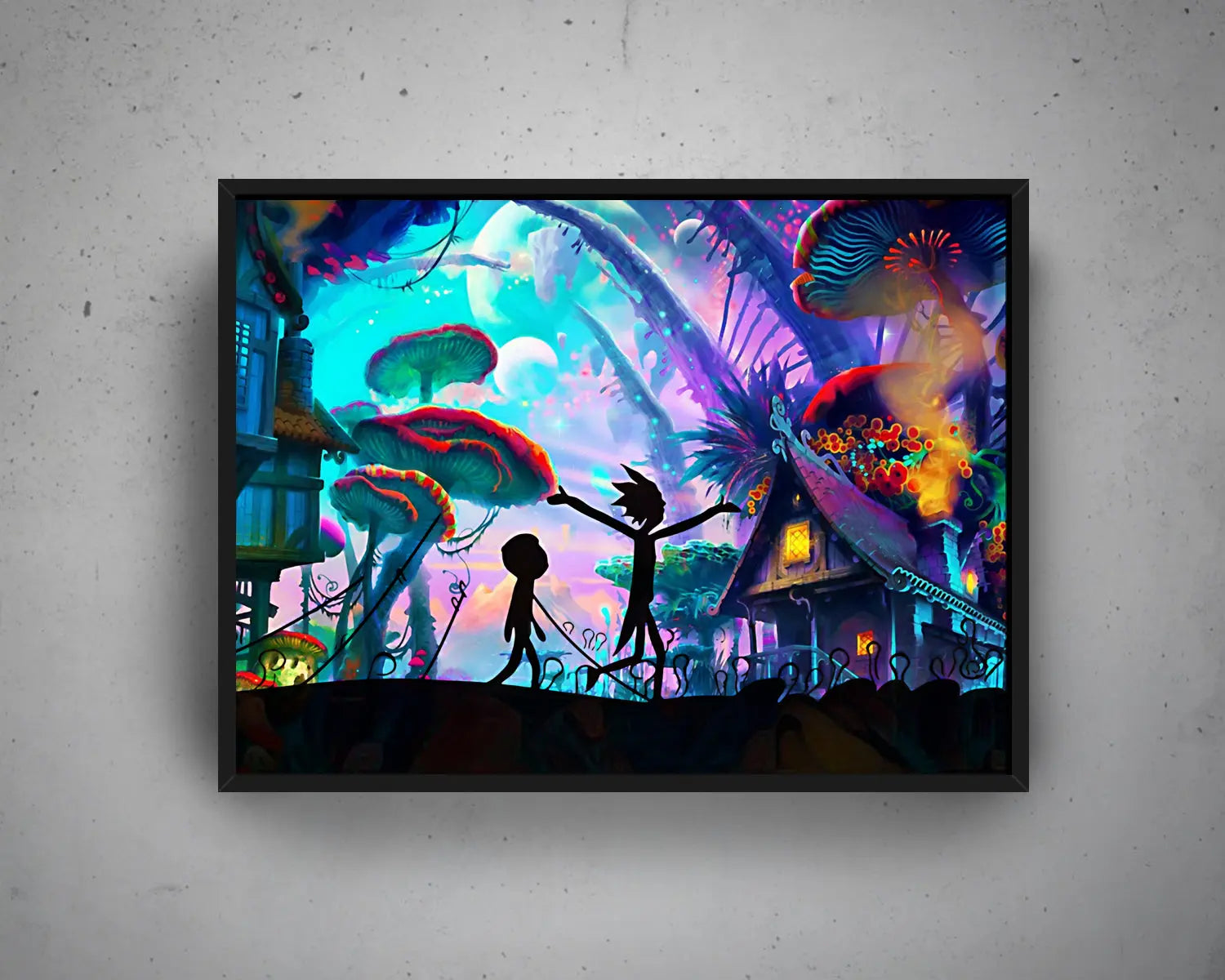 Mushroom World Rick And Morty Multicolour Wall Art 