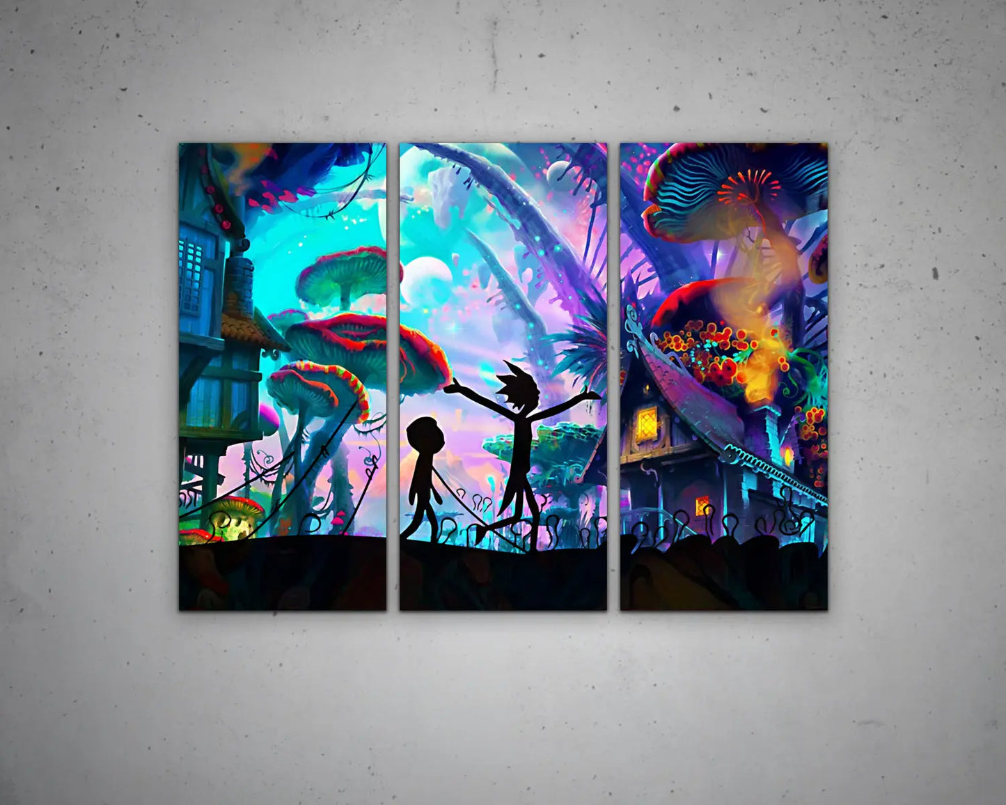 Mushroom World Rick And Morty Multicolour Wall Art 