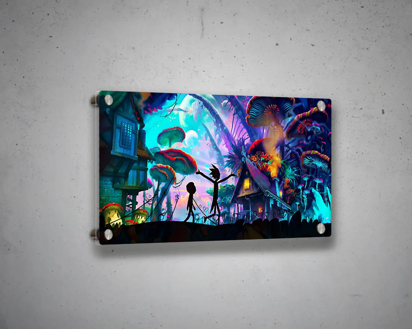 Mushroom World Rick And Morty Multicolour Wall Art 