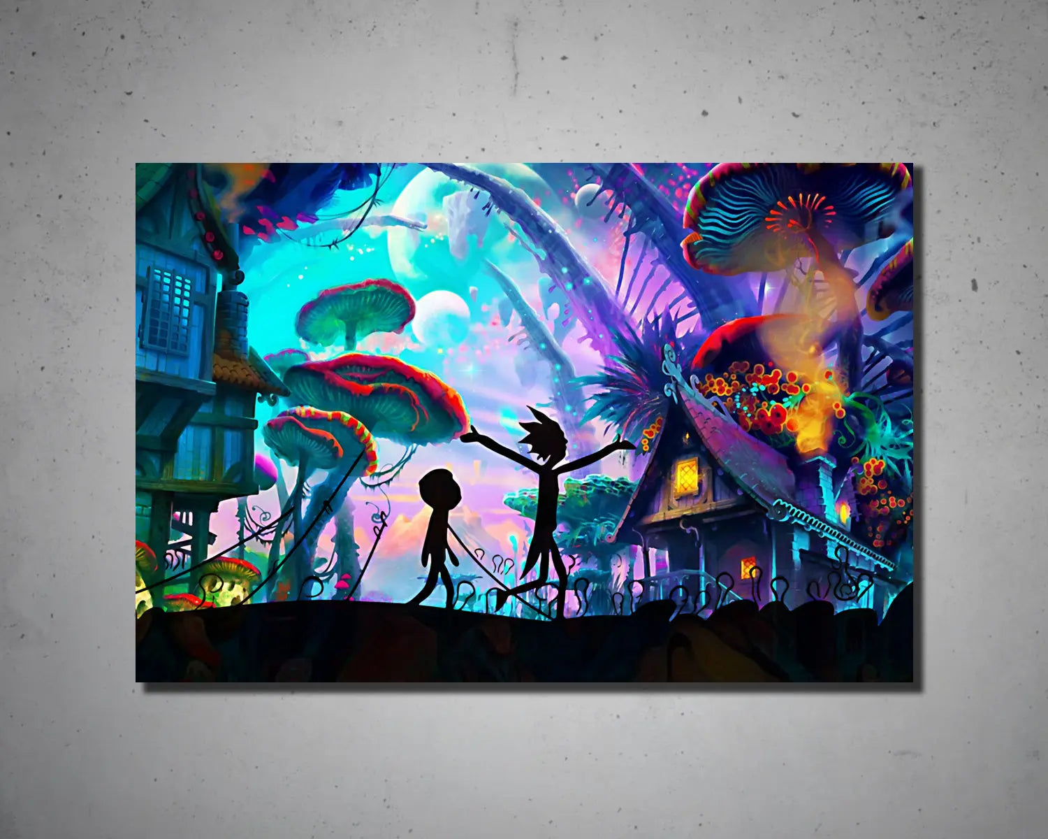 Mushroom World Rick And Morty Multicolour Wall Art 
