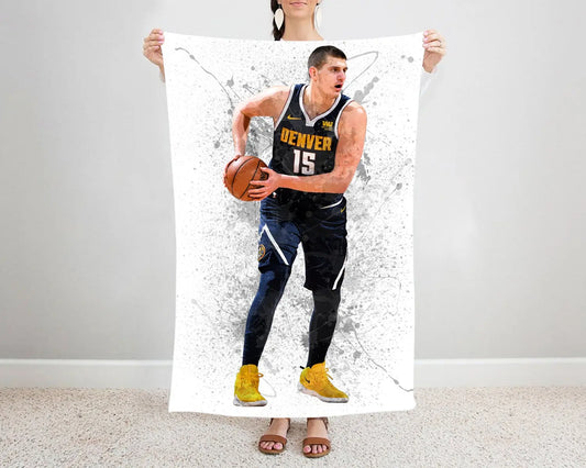Nikola Jokić Splash Effect Fleece Blanket Style 1